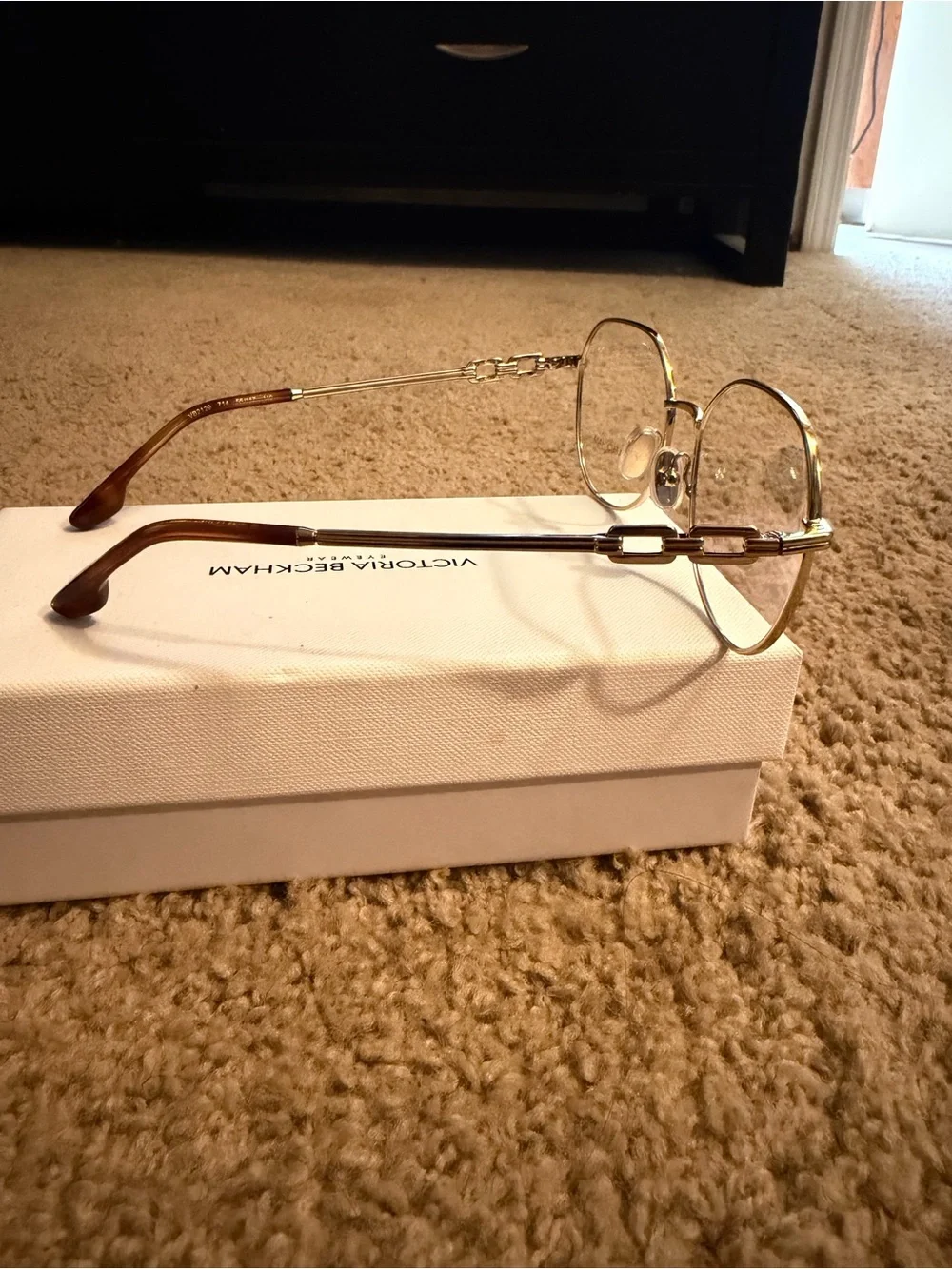 Victoria Beckham RX Gold Frames with Tortoiseshell Temple Tips VB2129